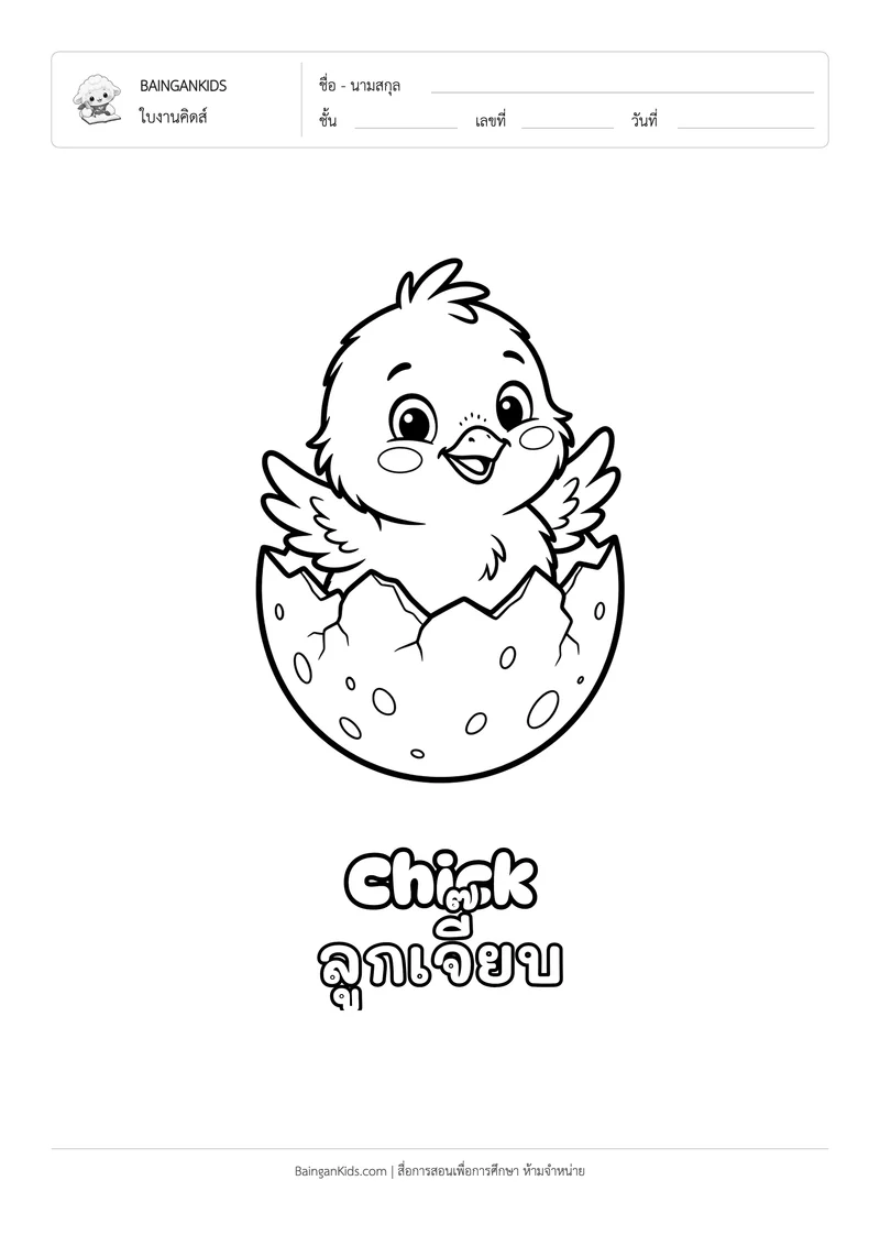 ระบายสี ลูกเจี๊ยบ (Chick) ตัวอย่างหน้าที่ 1