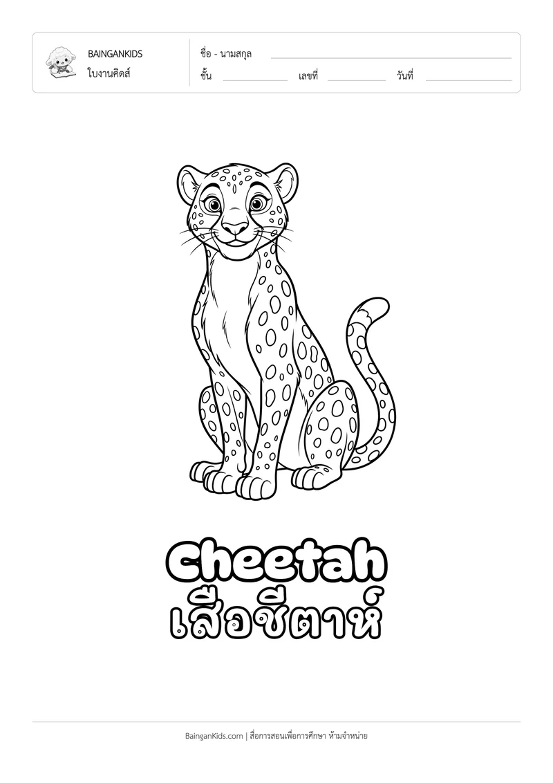 ระบายสี เสือชีตาห์ (Cheetah) ตัวอย่างหน้าที่ 1